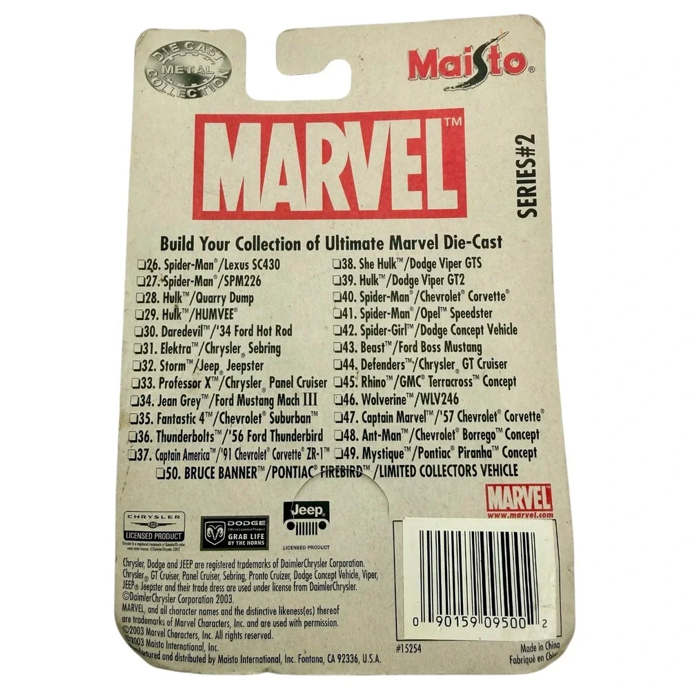 Maisto Marvel‎ Series 2 #38 She-Hulk Dodge Viper GTS Die-Cast Car New